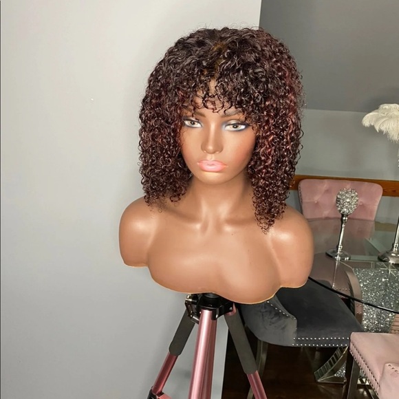 Brazilian Curly Afro wig with red highlights main image 4